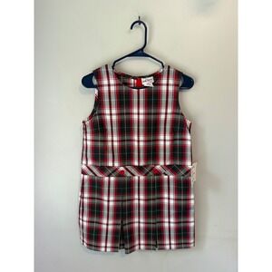 Becky Thatcher Girls Plaid Jumper Dress Red Green White School Uniform 8.5 NEW
